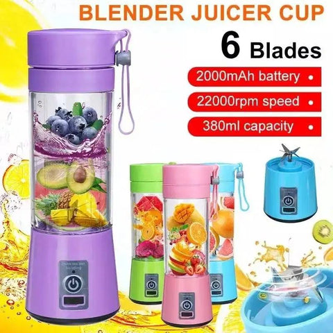Mini Portable Usb Rechargeable Juicer Blender 6 Blades 380ml